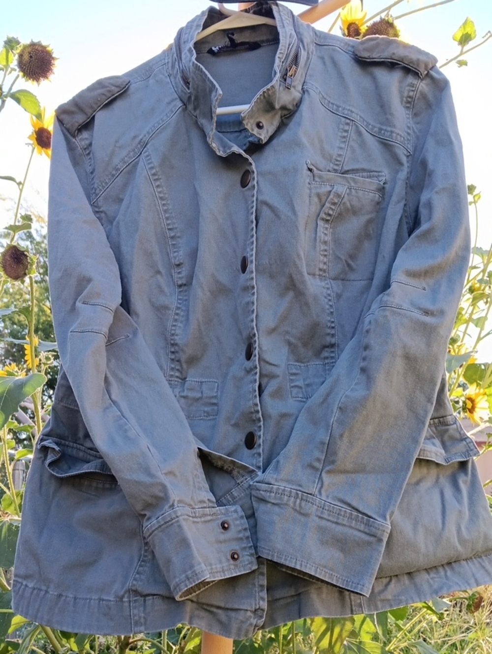 Casual Women's Light Blue Utility Jacket